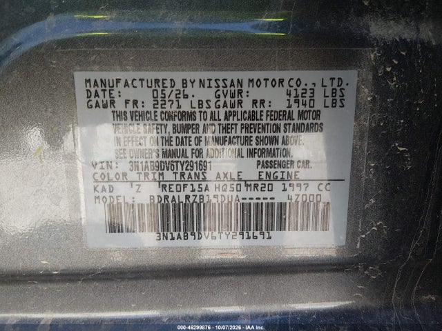 Aukcja sprzedaży 2026 Nissan Sentra Sr, vin: 3N1AB9DV6TY291691, numer aukcji: 46299876