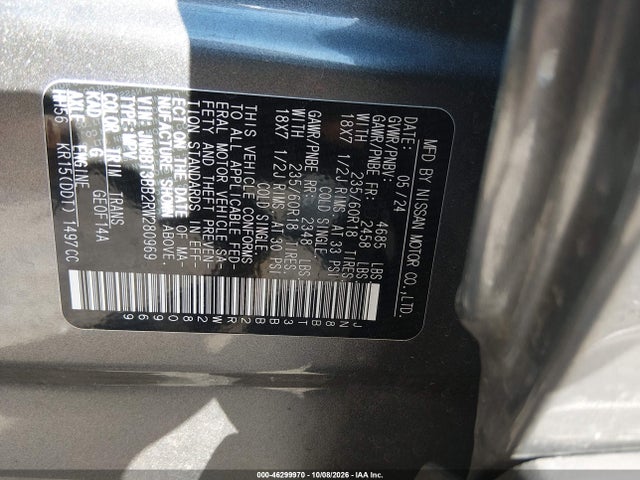 Продажа на аукционе авто 2024 Nissan Rogue Sv Intelligent Awd, vin: JN8BT3BB2RW280969, номер лота: 46299970