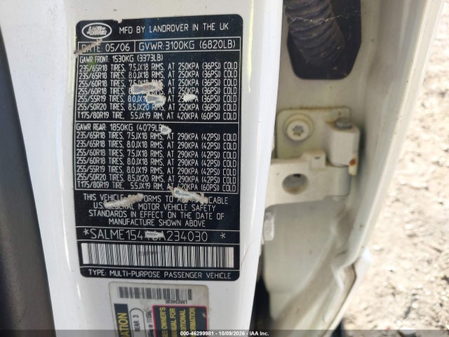 Aukcja sprzedaży 2006 Land Rover Range Rover Hse, vin: SALME15446A234030, numer aukcji: 46299981