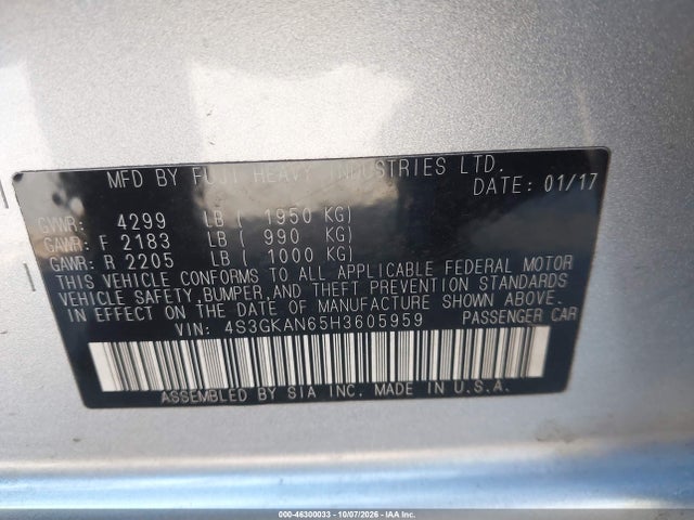 Subaru Impreza 2.0i Limited 2017 4S3GKAN65H3605959 Image 9