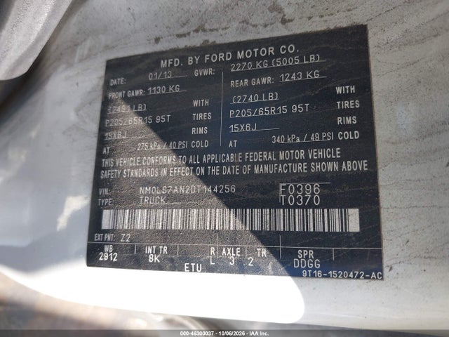 2013 Ford Transit Connect Xl მანქანა იყიდება აუქციონზე, vin: NM0LS7AN2DT144256, აუქციონის ნომერი: 46300037