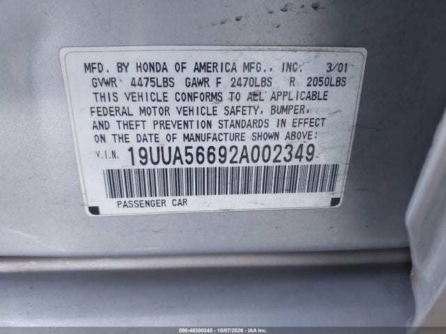 Продаж на аукціоні авто 2002 Acura Tl 3.2, vin: 19UUA56692A002349, номер лоту: 46300345