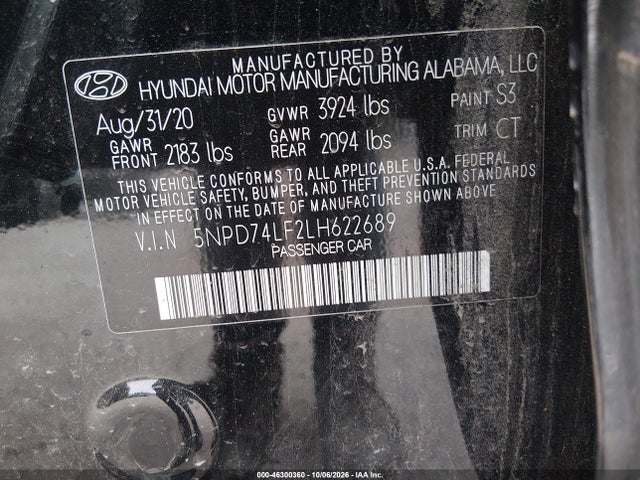 Hyundai ELANTRA SE 2020 5NPD74LF2LH622689 Image 9