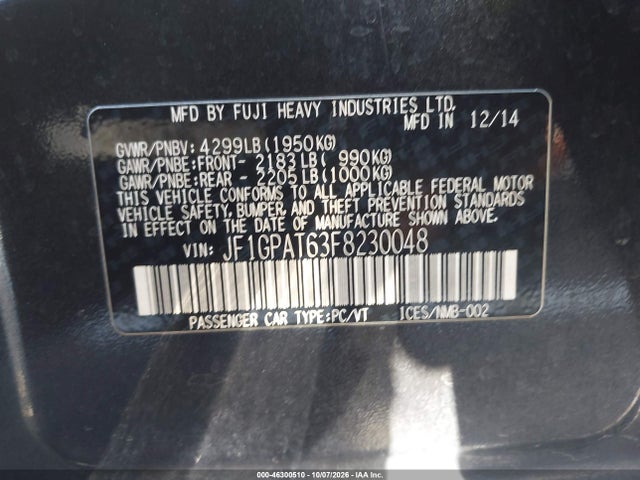 JF1GPAT63F8230048 Subaru Impreza 2.0i Sport Premium