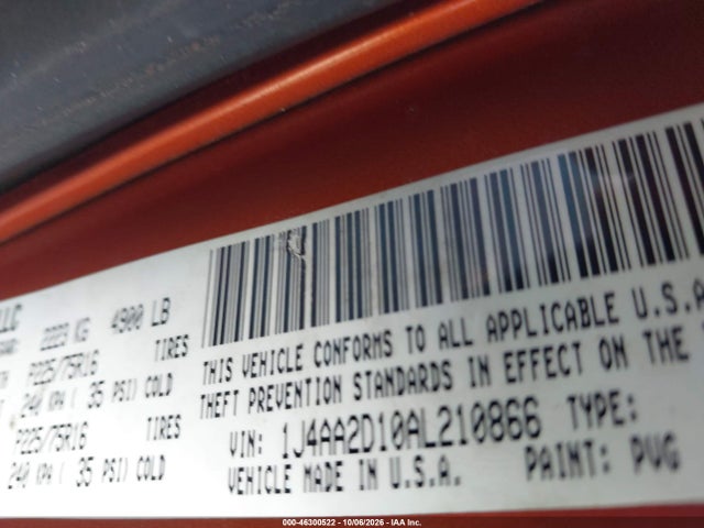 Продаж на аукціоні авто 2010 Jeep Wrangler Sport, vin: 1J4AA2D10AL210866, номер лоту: 46300522