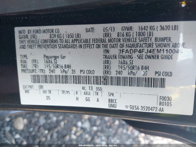Продажа на аукционе авто 2014 Ford Fiesta Titanium, vin: 3FADP4FJ4EM110046, номер лота: 46300558