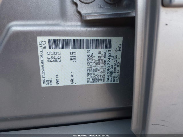 Aukcja sprzedaży 2012 Nissan Altima 2.5 S, vin: 1N4AL2AP9CC224623, numer aukcji: 46300570