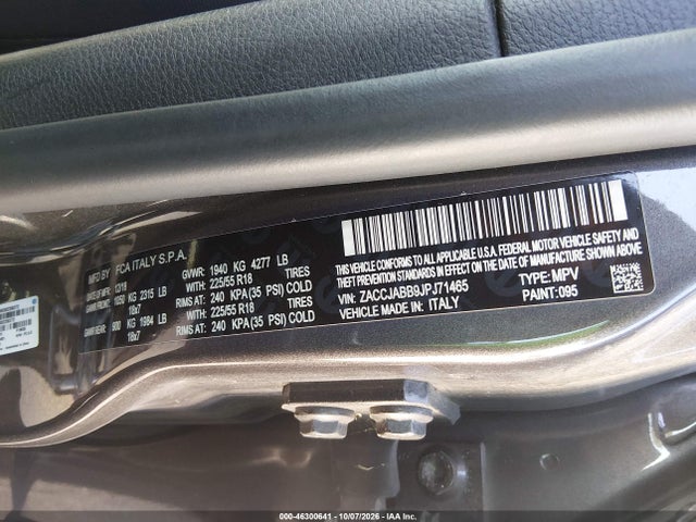 Aukcja sprzedaży 2018 Jeep Renegade Altitude Fwd, vin: ZACCJABB9JPJ71465, numer aukcji: 46300641