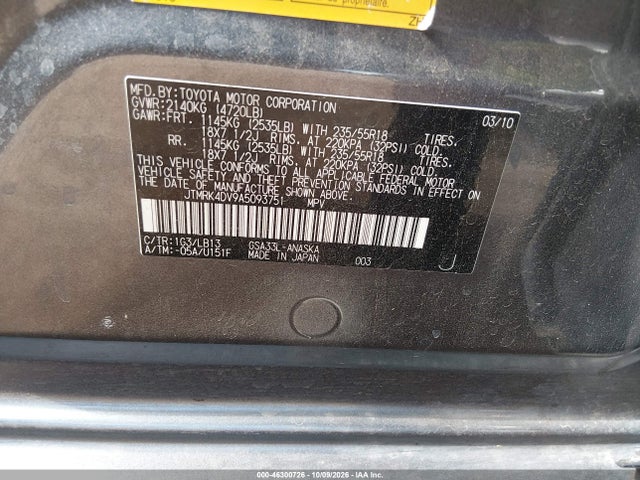 Продаж на аукціоні авто 2010 Toyota Rav4 Sport V6, vin: JTMRK4DV9A5093751, номер лоту: 46300726