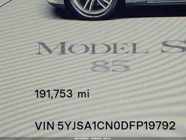 46300903 :رقم المزاد ، 5YJSA1CN0DFP19792 vin ، 2013 Tesla Model S مزاد بيع