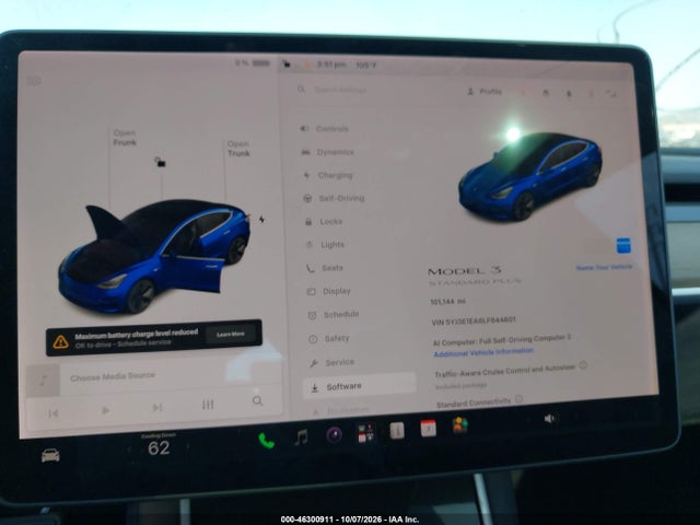 46300911 :رقم المزاد ، 5YJ3E1EA6LF644601 vin ، 2020 Tesla Model 3 Standard Range Plus Rear-wheel Drive/standard Range Rear-wheel Drive مزاد بيع