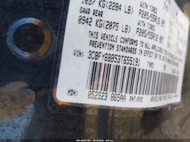 46301197 :رقم المزاد ، 3C8FY68B53T655191 vin ، 2003 Chrysler Pt Cruiser Limited مزاد بيع
