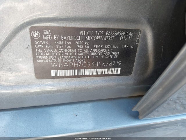 Продажа на аукционе авто 2011 Bmw 328i, vin: WBAPH7C53BE678719, номер лота: 46301457