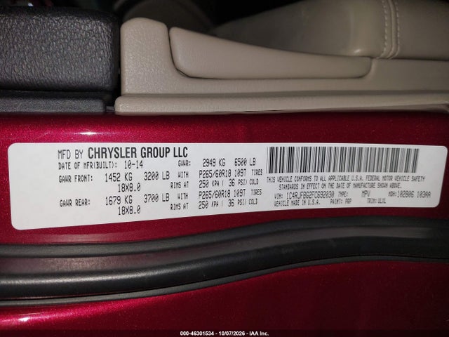 46301534 :رقم المزاد ، 1C4RJFBG2FC692030 vin ، 2015 Jeep Grand Cherokee Limited مزاد بيع
