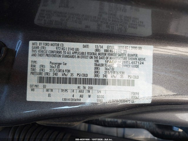 Ford FOCUS SE 2014 1FADP3F26EL457124 Image 9