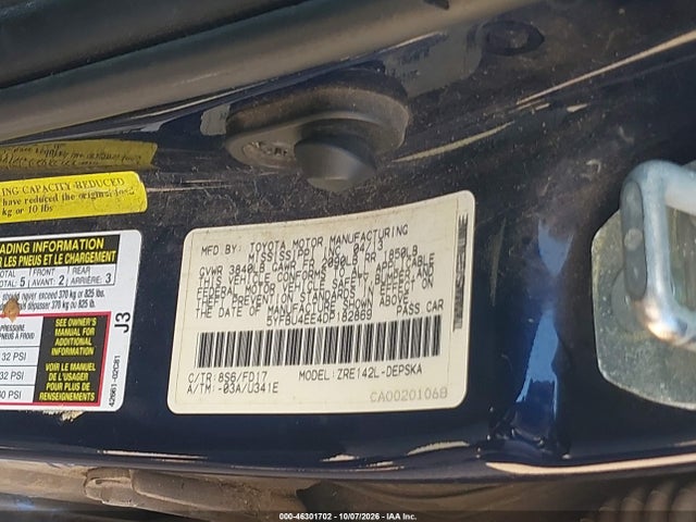 46301702 :رقم المزاد ، 5YFBU4EE4DP182869 vin ، 2013 Toyota Corolla S مزاد بيع