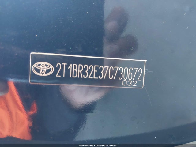 Aukcja sprzedaży 2007 Toyota Corolla S, vin: 2T1BR32E37C730672, numer aukcji: 46301826