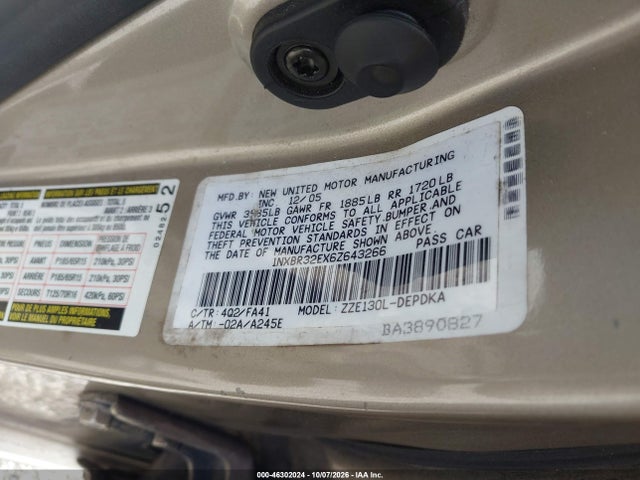 Продаж на аукціоні авто 2006 Toyota Corolla Ce, vin: 1NXBR32EX6Z643266, номер лоту: 46302024