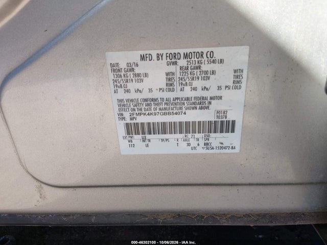 2FMPK4K97GBB54074 Ford Edge Titanium