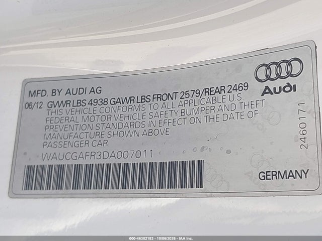 Aukcja sprzedaży 2013 Audi S5 3.0t Premium Plus, vin: WAUCGAFR3DA007011, numer aukcji: 46302183