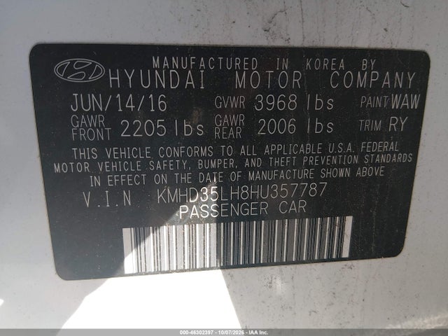 Aukcja sprzedaży 2017 Hyundai Elantra Gt, vin: KMHD35LH8HU357787, numer aukcji: 46302397