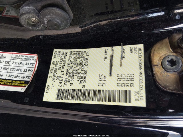 46302463 :رقم المزاد ، 1N4AL2EP4AC171367 vin ، 2010 Nissan Altima 2.5 S مزاد بيع