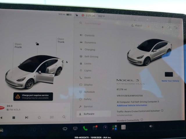 46302470 :رقم المزاد ، 5YJ3E1EA1MF013708 vin ، 2021 Tesla Model 3 Standard Range Plus Rear-wheel Drive مزاد بيع