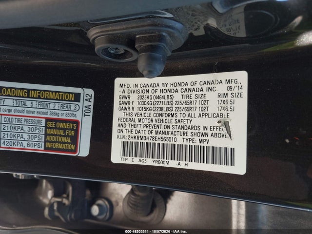 Aukcja sprzedaży 2014 Honda Cr-v Ex-l, vin: 2HKRM3H78EH565010, numer aukcji: 46302511