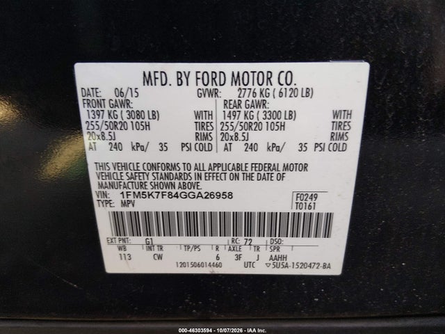 Продажа на аукционе авто 2016 Ford Explorer Limited, vin: 1FM5K7F84GGA26958, номер лота: 46303594