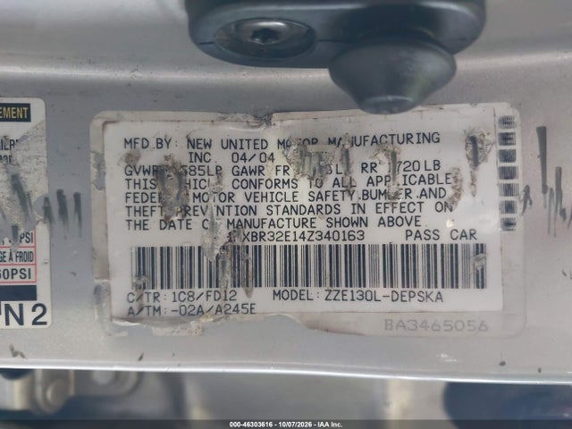 Продажа на аукционе авто 2004 Toyota Corolla S, vin: 1NXBR32E14Z340163, номер лота: 46303616
