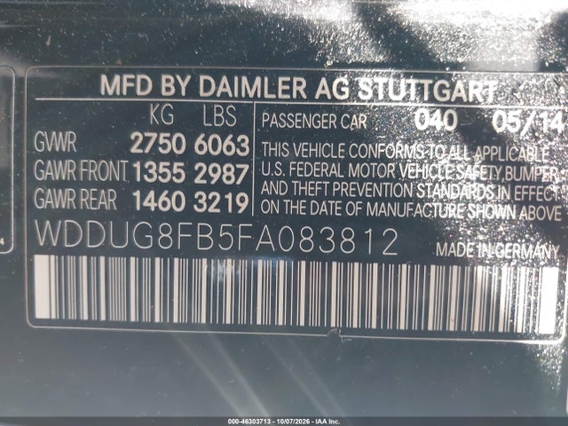 2015 Mercedes-benz S 550 4matic მანქანა იყიდება აუქციონზე, vin: WDDUG8FB5FA083812, აუქციონის ნომერი: 46303713