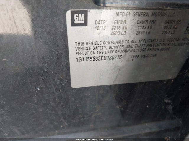46303956 :رقم المزاد ، 1G1155S33EU130776 vin ، 2014 Chevrolet Impala 2lz مزاد بيع