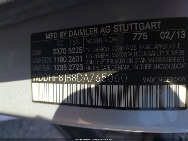 Aukcja sprzedaży 2013 Mercedes-benz E 350 4matic, vin: WDDHF8JB8DA765060, numer aukcji: 46303986