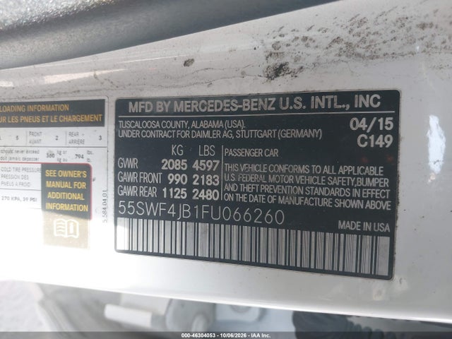 55SWF4JB1FU066260 Mercedes-Benz C 300