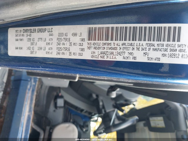 Продажа на аукционе авто 2010 Jeep Wrangler Sport, vin: 1J4AA2D10AL124277, номер лота: 46304068