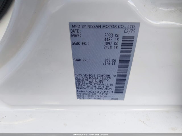 Nissan Altima Sv Awd 2025 1N4BL4DW2SN370951 Image 9