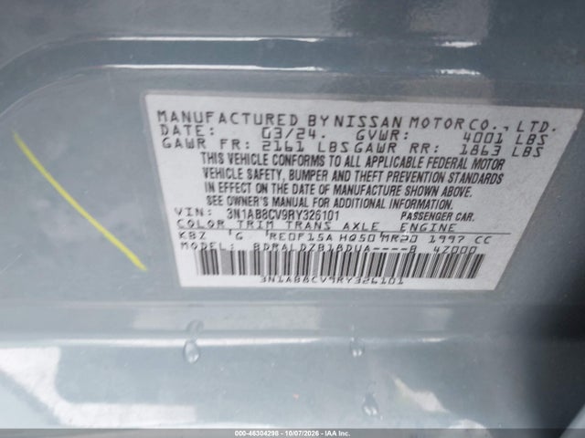 Aukcja sprzedaży 2024 Nissan Sentra Sv Xtronic Cvt, vin: 3N1AB8CV9RY326101, numer aukcji: 46304298