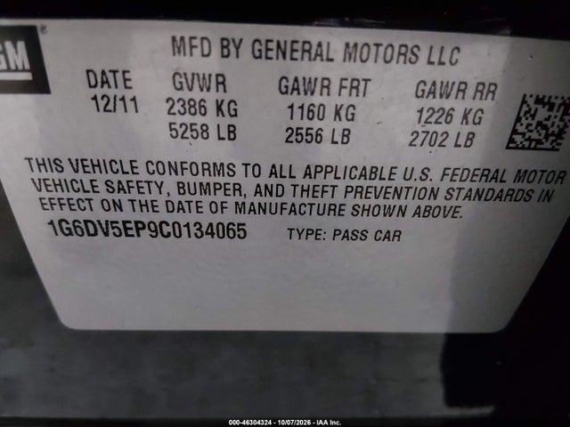 2012 Cadillac Cts-v მანქანა იყიდება აუქციონზე, vin: 1G6DV5EP9C0134065, აუქციონის ნომერი: 46304324