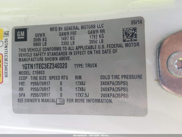 GMC SIERRA 1500 2014 1GTN1TEC3EZ340320 Image 9