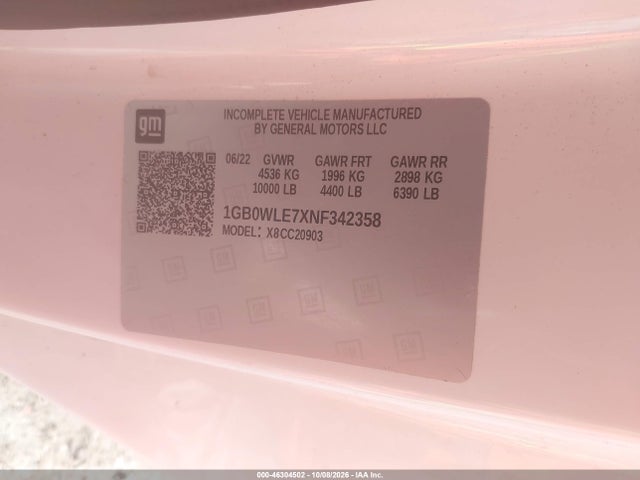 Aukcja sprzedaży 2022 Chevrolet Silverado 2500hd 2wd  Long Bed Wt, vin: 1GB0WLE7XNF342358, numer aukcji: 46304502
