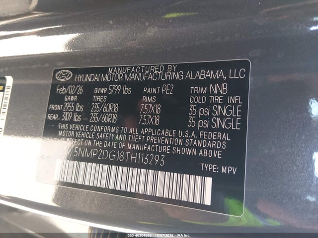 Hyundai Santa Fe Hybrid Sel 2026 5NMP2DG18TH113293 Image 9