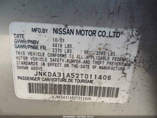 Продаж на аукціоні авто 2002 Infiniti I35 Luxury, vin: JNKDA31A52T011406, номер лоту: 46304645