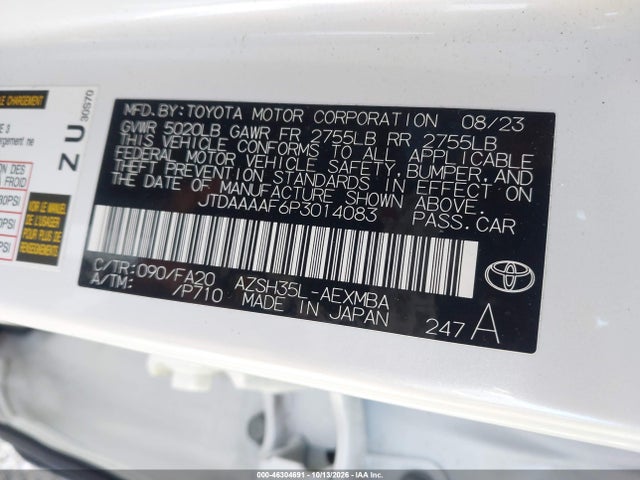 46304691 :رقم المزاد ، JTDAAAAF6P3014083 vin ، 2023 Toyota Crown Xle مزاد بيع
