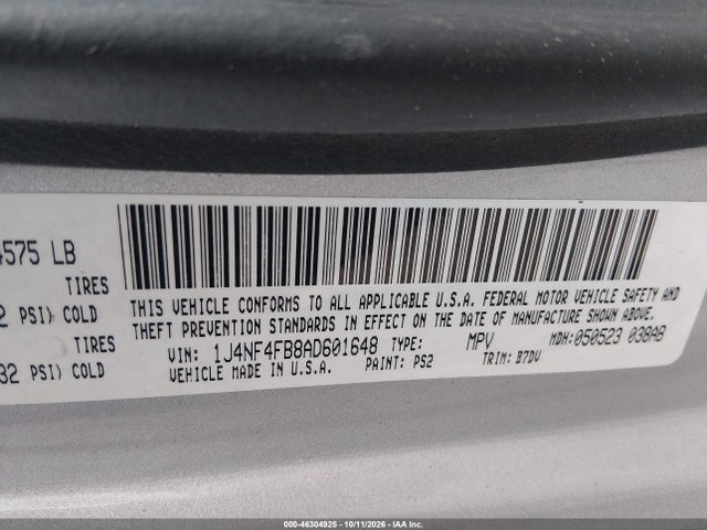 2010 Jeep Compass Sport მანქანა იყიდება აუქციონზე, vin: 1J4NF4FB8AD601648, აუქციონის ნომერი: 46304925