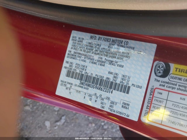 Продаж на аукціоні авто 2010 Mercury Milan Premier, vin: 3MEHM0JG9AR623314, номер лоту: 46305025