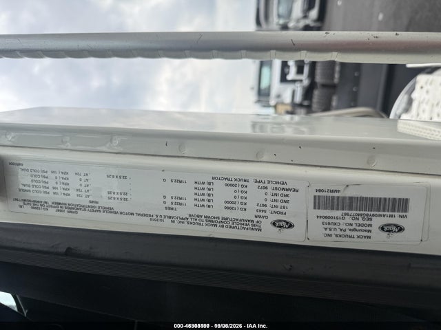 2016 Mack 600 Cxu600 მანქანა იყიდება აუქციონზე, vin: 1M1AW09Y8GM077567, აუქციონის ნომერი: 46305100