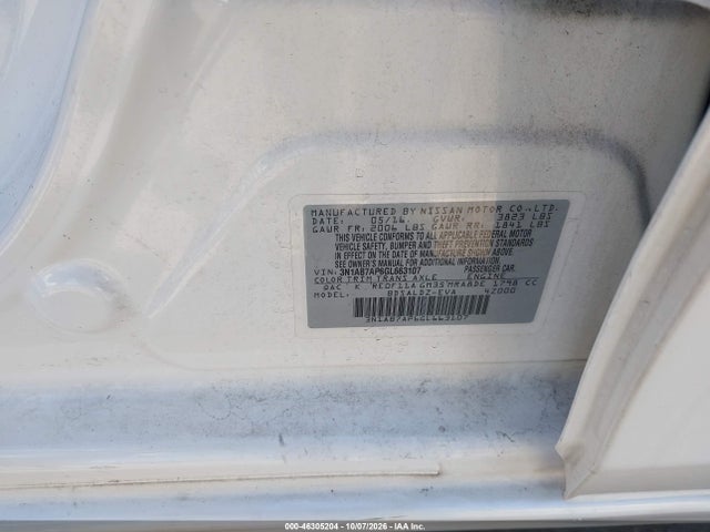 Aukcja sprzedaży 2016 Nissan Sentra Sv, vin: 3N1AB7AP6GL663107, numer aukcji: 46305204