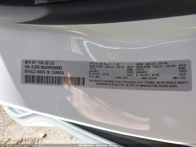 Продаж на аукціоні авто 2027 Chrysler Pacifica, vin: 2C4RC1BG4VR590893, номер лоту: 46305434