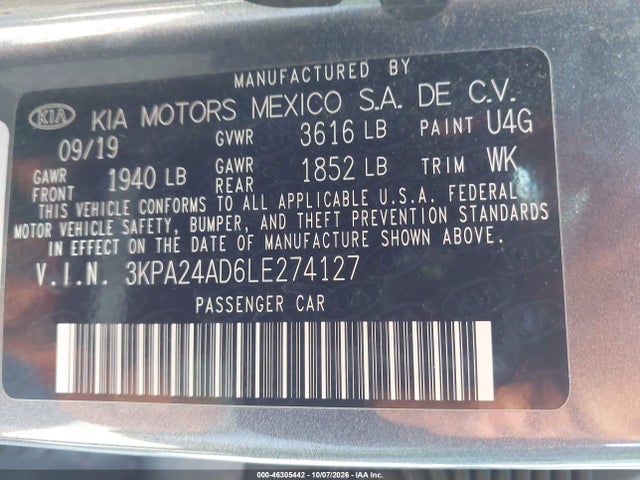 KIA RIO S 2020 3KPA24AD6LE274127 Image 9