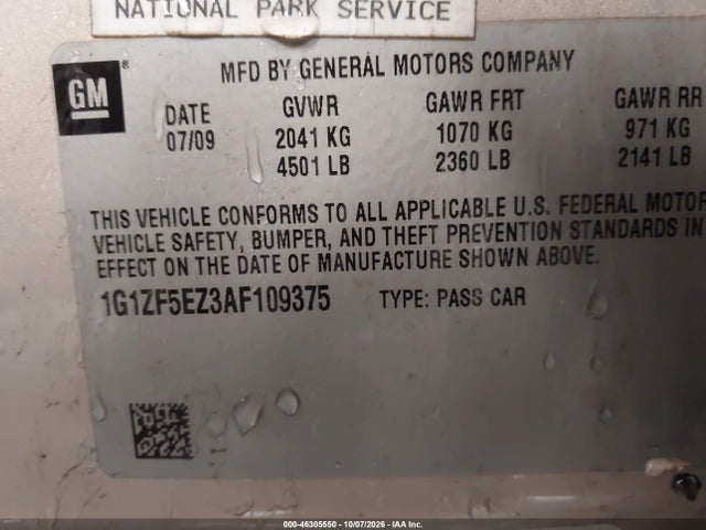 Aukcja sprzedaży 2010 Chevrolet Malibu Hybrid, vin: 1G1ZF5EZ3AF109375, numer aukcji: 46305550